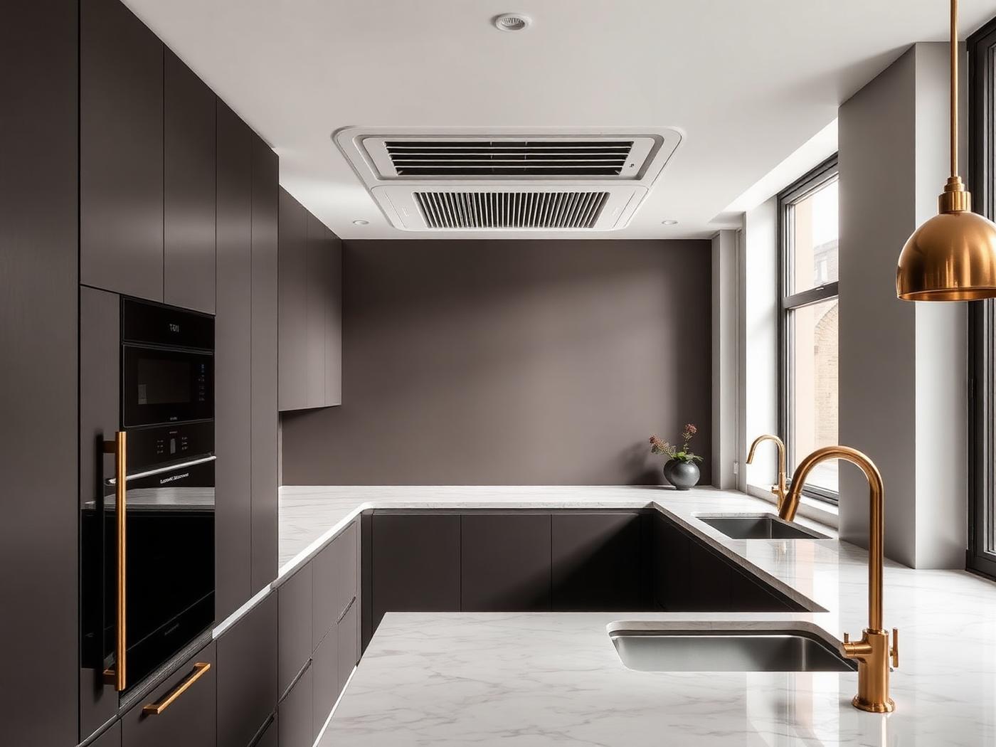 Discreet ceiling cassette in a kitchen