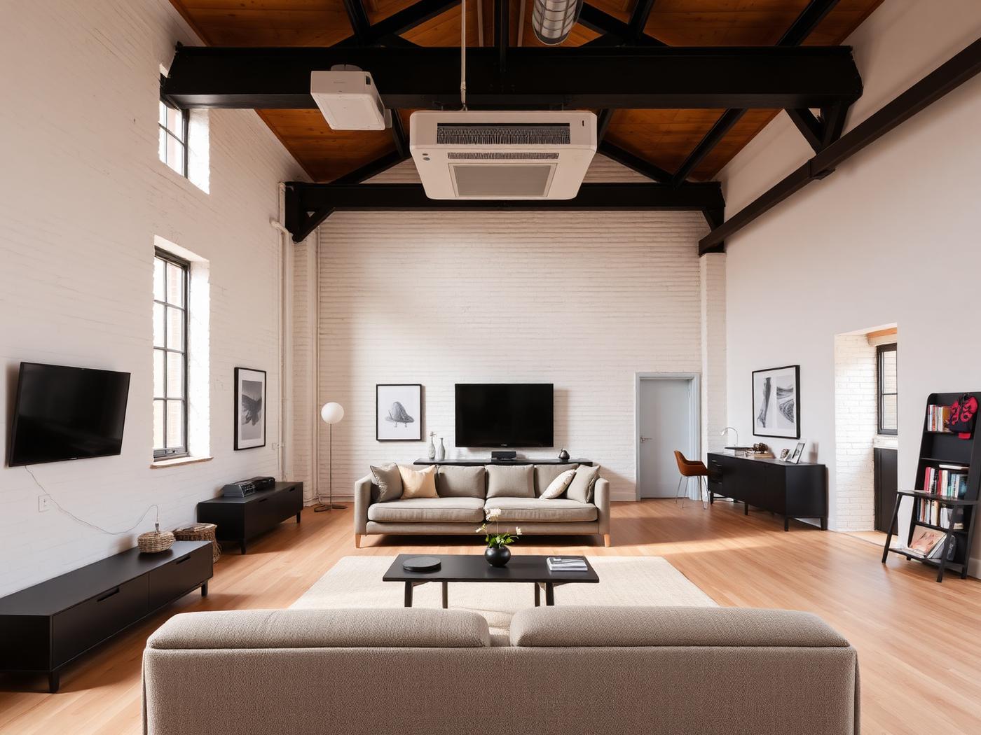 Open-plan loft with ceiling cassette